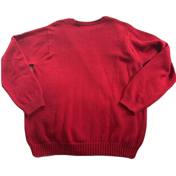 IZOD Sweater Cable Red Pullover Long Sleeve Cotton Crew Neck Mens Large - Picture 3 of 7